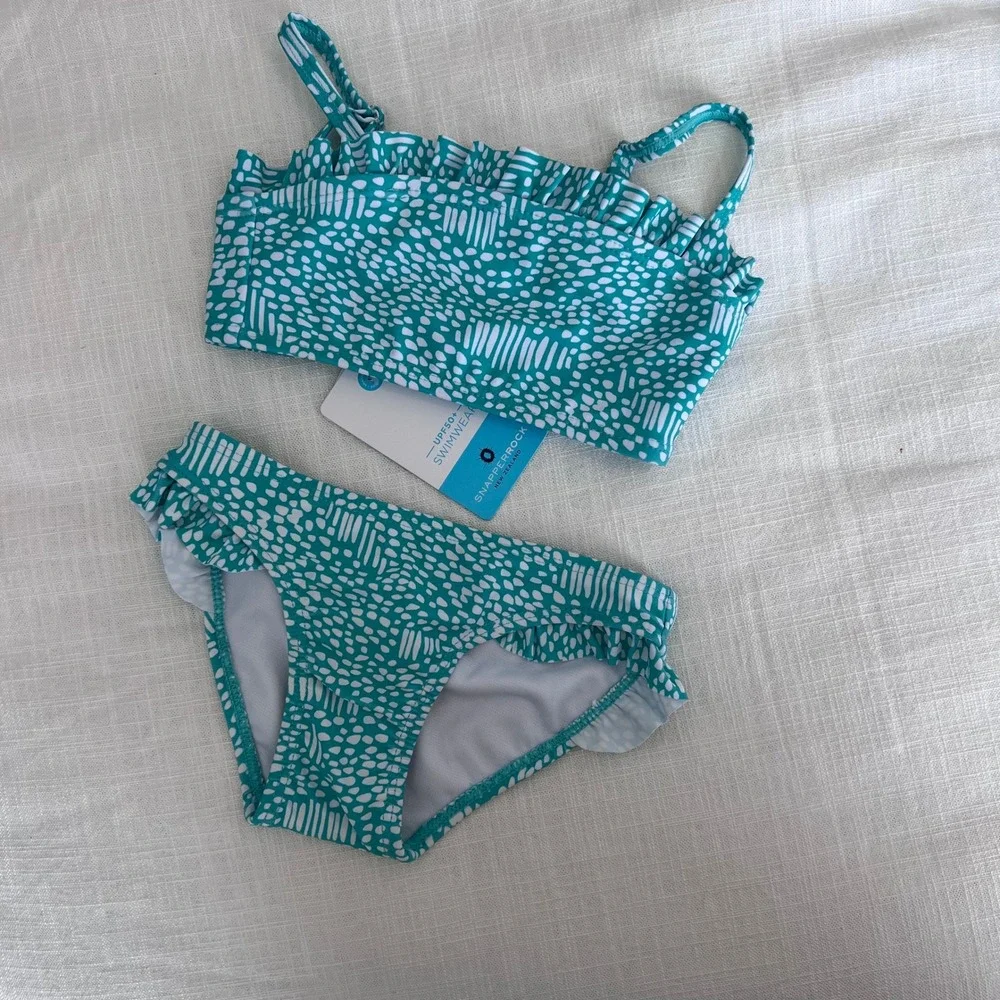 NWT Snapper‎ Rock Ruffle Swimsuit UPF 50+ Sun Protection Swim Set Girl Size 3